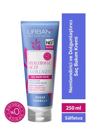 Spezielle Haarpflegecreme mit Hyaluronsäure und Kollagen für trockenes und lebloses Haar, sulfatfrei, 250 ml - 1