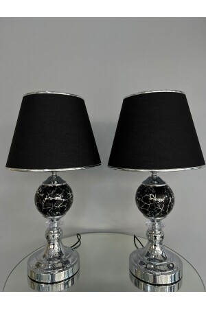 Spezielle Keramik Black Hat Silber Double Modern Wohnzimmer Schlafzimmer Lampenschirm Tischlampe 2er-Set - 1