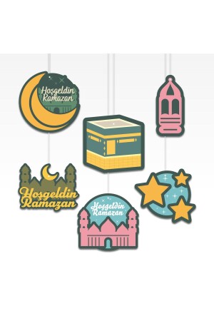 Spezielle Macaron-Serie, 6-teilig, Willkommens-Ramadan-Hängelampe, Ornament, Macaron-Farbe, alle Altersgruppen - 3