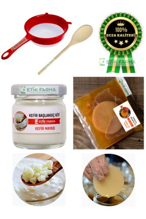 Spezielle Produktion, Bio-Milchkefir, Hefe, Kombucha-Starter-Set, Kombu-Pilzsieb, Holzlöffel, Etik-Farma- - 1