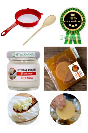 Spezielle Produktion, Bio-Milchkefir, Hefe, Kombucha-Starter-Set, Kombu-Pilzsieb, Holzlöffel, Etik-Farma- - 2