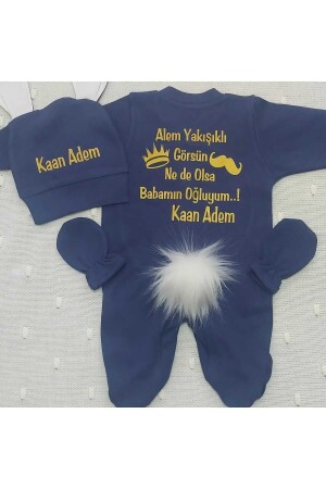 Spezieller marineblauer Baby-Jungen-Overall mit Namen „Kaninchen“ für den Vatertag, individueller „Kaninchen-Overall“ von 1986 - 3