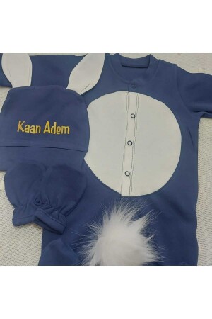 Spezieller marineblauer Baby-Jungen-Overall mit Namen „Kaninchen“ für den Vatertag, individueller „Kaninchen-Overall“ von 1986 - 7