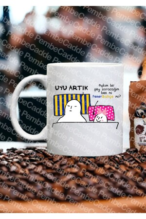 Spezielles Design „My Love, Me Or Fenerbache, Sleep Now“, Tasse, Kaffee, Geschenk, Gelb, Marineblau - 2