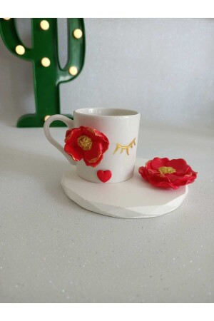 Spezielles Design, rote Blume, Kaffeetassenmodell, Geschenkpräsentation, dekoratives Modell TYCKIW8BMN169876294796612 - 2