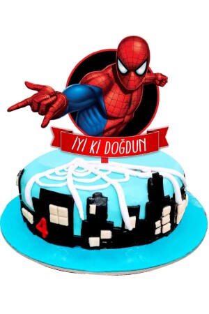 Spiderman Afişli Örümcek Adam 8 Kişilik Doğum Günü Set Pasta Süsü Dahil - 2