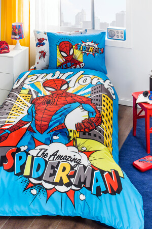 Spiderman New York Single Disney lizenziertes elastisches Spannbettlaken-Kinderbettbezug-Set PR-12617108 - 4