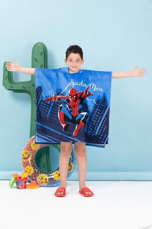 Spiderman Night Disney Lisanslı Kadife Çocuk Panço 4-9 Yaş - 4