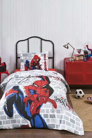 Spiderman Super Hero Einzel-Steppbettbezug-Set Komplettset 4 Jahreszeiten Verwendung Özdilek Spiderman Super Hero - 1