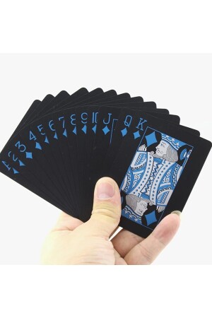 Spielkartendeck, Spielkarten, wasserfest, PVC, glänzend, schwarz, blau, 8,7 cm x 5,7 cm, 54 Stück, 2042 - 5