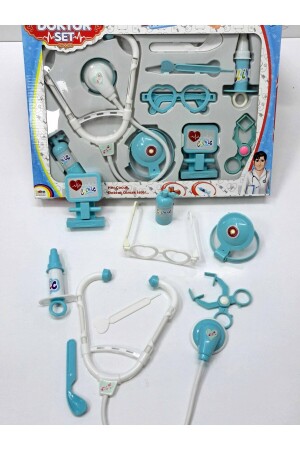 Spielzeug-Arzt-Set, Behandlungsausrüstung, medizinisches Gesundheitsset, 9-teilig, Brille, Stethoskop, 26 x 36 cm - 6