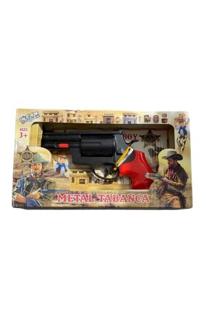 Spielzeug-Cowboy-Pistole aus Metall in Box – mit 18 Pilzkapseln als Geschenk - 7