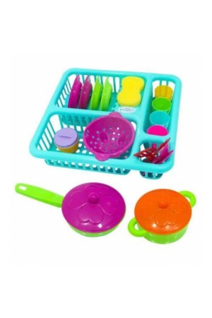 Spielzeug-Geschirrständer-Teller-Topf-Set + 22-teiliges schneidbares Spielzeug-Obst-Gemüse-Set Frozenmeyve - 2