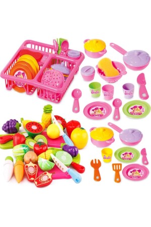 Spielzeug-Geschirrständer, Teller, Topf-Set + 22-teiliges schneidbares Spielzeug-Obst- und Gemüse-Set depomiKS CUT FRUIT SET - 1