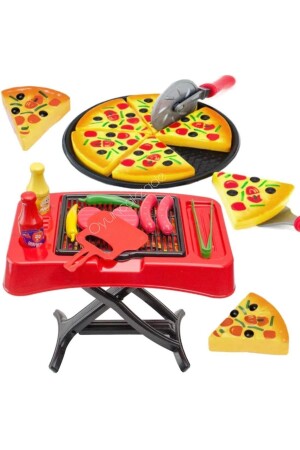 Spielzeug-Grill-Pizza-Spielset mit Tablett und Zubehör. Spielzeug für Mädchen und Jungen, Grill + Pizza - 1