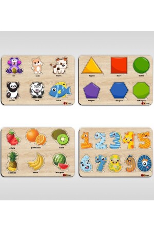 Spielzeug Lernpuzzle mit 4 Holzfiguren für Kinder-1 - 1