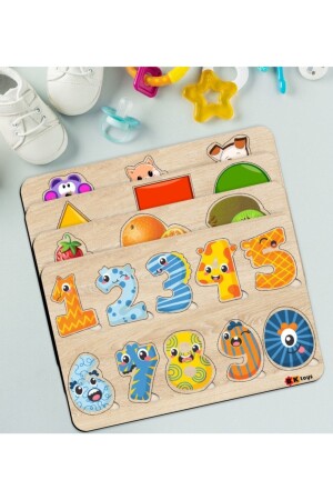 Spielzeug Lernpuzzle mit 4 Holzfiguren für Kinder-1 - 3