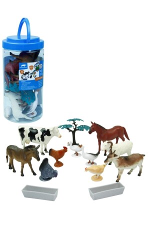 Spielzeug-Nutztier-Set im Eimer, 13-teilig, 23 cm - 1