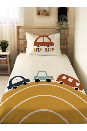 Spielzeugauto, gemustert, für Babys und Kinder, bedruckt, Einzel-Piqué-Set, 160 x 230 cm, Weiß 98149 - 1