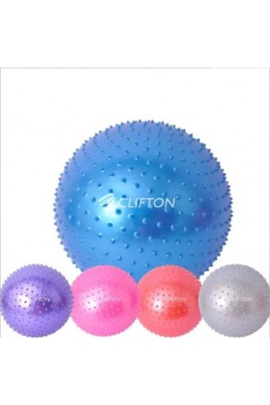 Spiky Yoga Pilates Aerobic Gymnastikball 65 cm Lila + Pumpe - 1