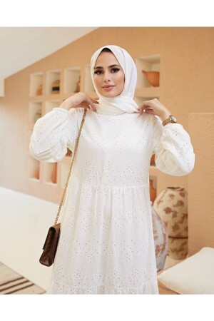 Spitzen-Hijab-Kleid – Weiß TYC00481396720 - 4