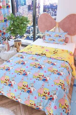 Sponge Bob Doppelseitiges Kinder-Bettbezug-Set aus Polycotton - 2