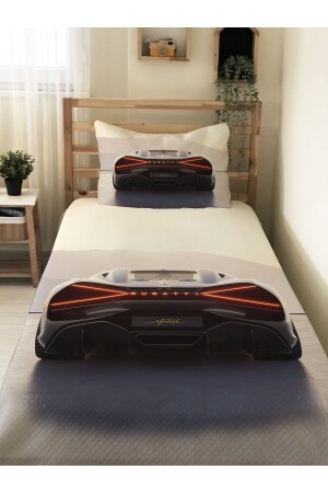 Spor Araba Desenli Genç Ve Çocuk Baskılı Tek Kişilik Pike Takımı 160x230 Renkli - Evmila