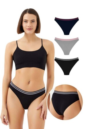 Spor Basic Pamuklu Bikini Külot 3'lü Paket - 1 - 1