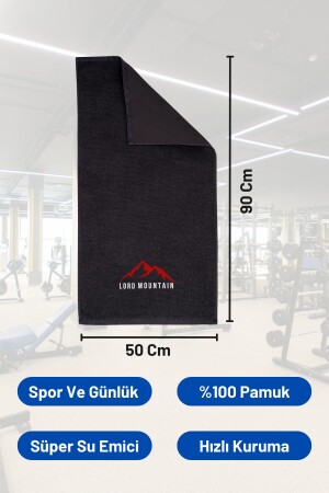 Spor Havlusu-Fitness Havlusu-Antreman Havlusu-%100 Pamuk Havlu-90x50 Cm Siyah - 6