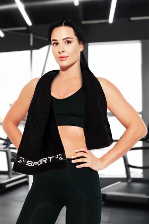 Spor Havlusu Siyah 30x100 Cm %100 Pamuklu Spor Havlusu Fitness Gym Golf Boks Tenis Havlusu - Mariva Home