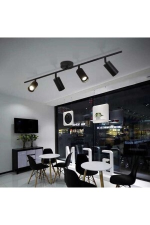 MNZ-Spoti تصميم حديث اللون الأسود (نور النهار) البقعة LED صف مقهى - المطبخ 4 قطع شمعة SPOTİİ13 - Fer Avize