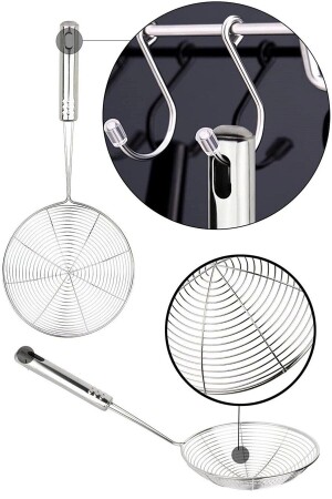 Stahlsieb, Kartoffel- und Pflanzenöl-Bratsieb, luxuriöses Servierset, Küche, Drahtkelle, Bratsieb-Set, langlebig, praktisch - 5