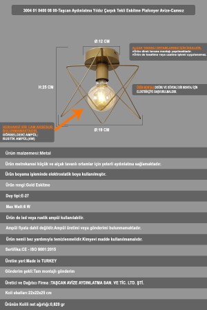 Star Crooked Single Antique Plafonier Kronleuchter 3004 01 0400 08 00 - 3