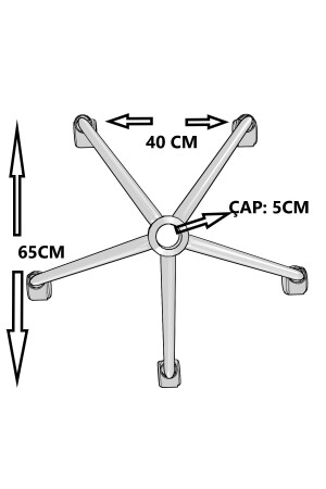 Star Foot konisches verchromtes Drehstuhlbein mit Rollen, Gaming-Stuhlbein MC0004 - 5