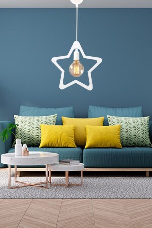 Star Star Kinderzimmer Holz Kronleuchter dekorative Hängelampe moderne rustikale Lampe WEISS - Utkustore