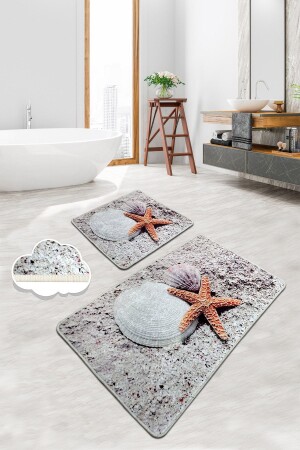 STARFISH 2er-Set Badezimmerteppich, Matte, waschbar, rutschfester Boden, Toilettenschüssel-Set 8682125983738 - 3