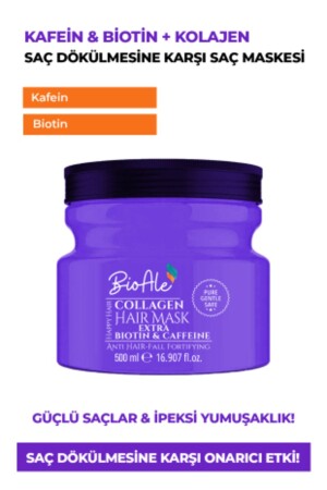 Stärkende Maske gegen Haarausfall Kollagen + Biotin + Koffein 500 ml GSTH-4 - 2