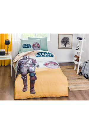 Starwars Mandalorian Tek Kişilik Disney Lisanslı Lastikli Fitted Çarşaf Çocuk Nevresim Takım PR-12667740 - 4