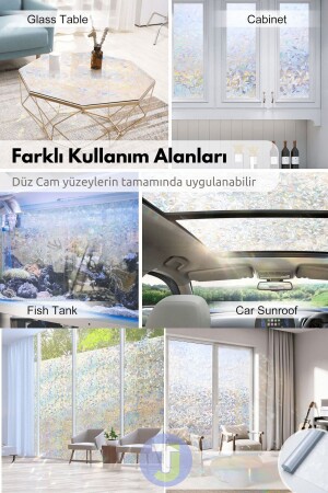 Statik Buzlu Desenli Cam Kaplama Filmi Duşa Kabin Ofis Dekorasyon Folyo 45cmx100cm - 4