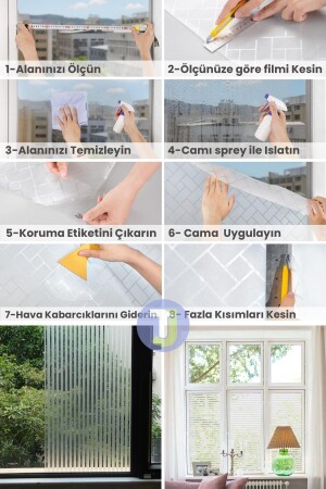 Statik Buzlu Desenli Cam Kaplama Filmi Duşa Kabin Ofis Dekorasyon Folyo 45cmx100cm - 6