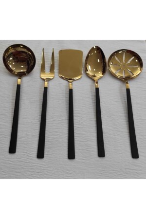 MNZ-Steyle Gold Gold Titanium Serving Set 5 قطع CMDSSÇ05 - BRONDOFF