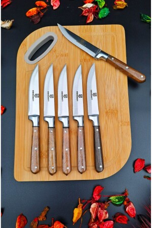 MNZ-Steak Meat Kitchen ثمار الخضروات السكين المجموعة والعرض السلطة المقطوعة اللوحة 7 المجموعة المعدة السيدةستورري158 - SWENCRAFT