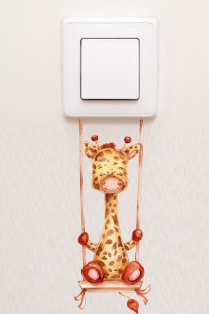 - Steckdose – Giraffe auf der Schaukel, dekorativer Steckdosenaufkleber für das Kinderzimmer – Sim778 - 1