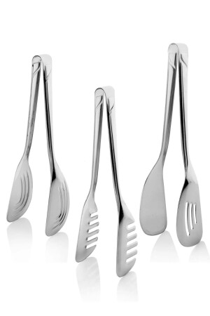 Steel Lux 3-teiliges Zangen-Servierset, Kuchen-, Salat- und Nudelzange 22 cm x 3-teilig - 2