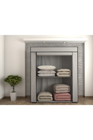 Steel Pipe Grey Duvet Scrap Cloth Cabinet Storage Garderobe HURÇGRİ - 1