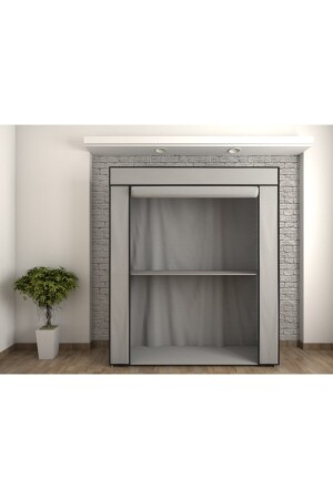 Steel Pipe Grey Duvet Scrap Cloth Cabinet Storage Garderobe HURÇGRİ - 2