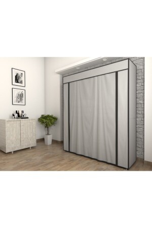 Steel Pipe Grey Duvet Scrap Cloth Cabinet Storage Garderobe HURÇGRİ - 3