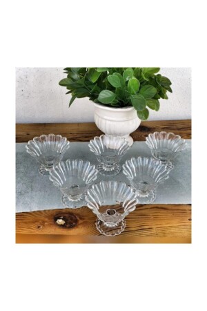 Stehende Snackschale aus Kristallglas, Zuckerdose, 6-teilig, schlichtes Glas, vergoldete Glasschale, Präsentations-Snack-Set aus Glas 499964371 - 3