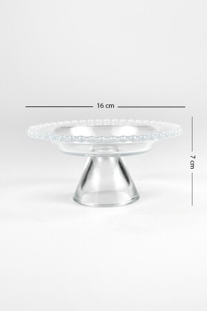 Stehender transparenter Mini-Präsentationsteller aus Glas mit Perlenrand, 16 cm, kleine Größe 11504-1576 - 6