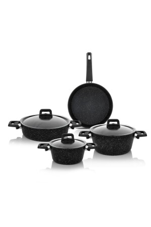 Steingranit-Kochgeschirr-Set, 7-teilig, Schwarz, 1S6004-22005-SIY03 - 6